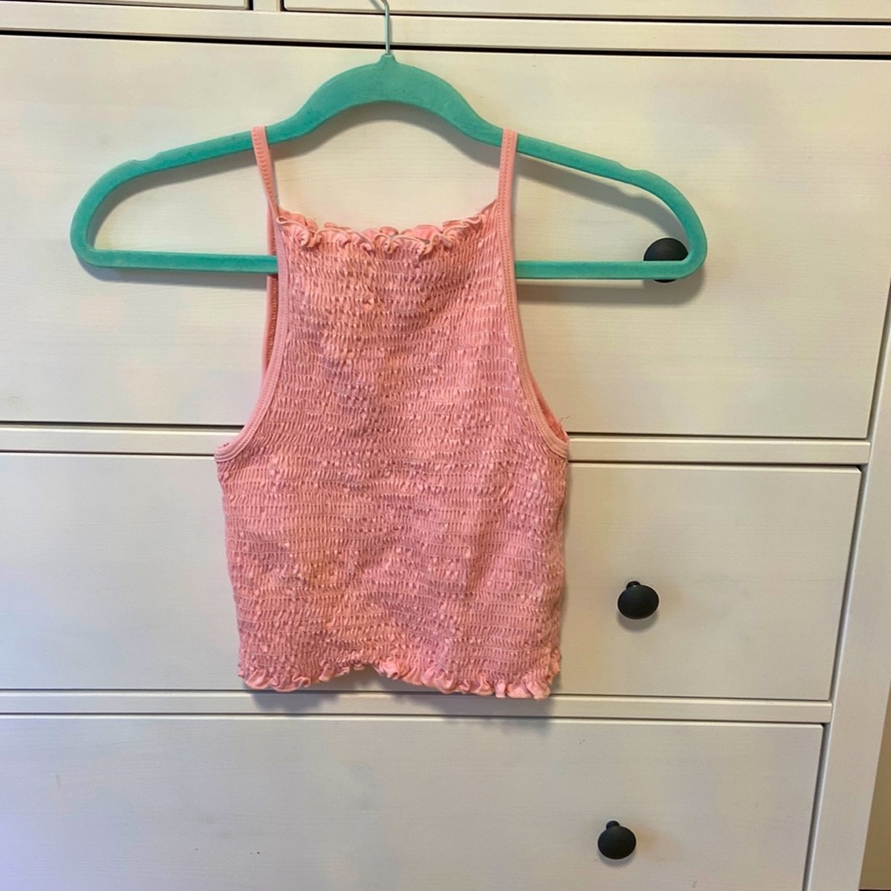 size xs pink high neck crop top